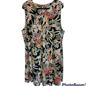 Massini black floral midi dress 3X sleeveless
